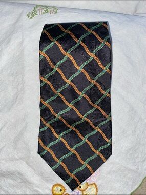 Stefano Ricci for Harrods Men's Black silk  Tie Green and Brown Wave Patter